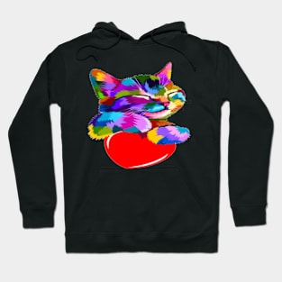 smilin cat hug heart design - Gifts Hoodie